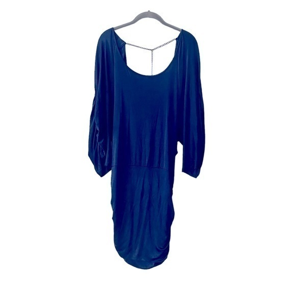 Slinky Blue Low Back Dress - Picture 1 of 9